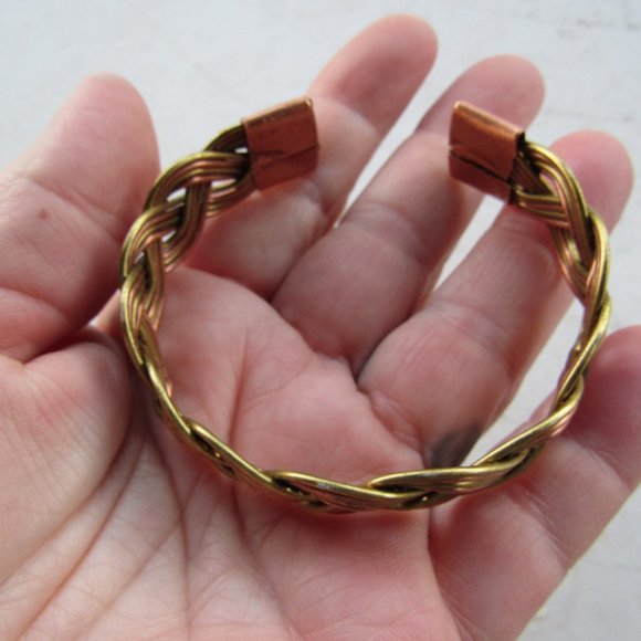 Braided Vintage Copper Cuff Bracelet - Picture 2 of 3